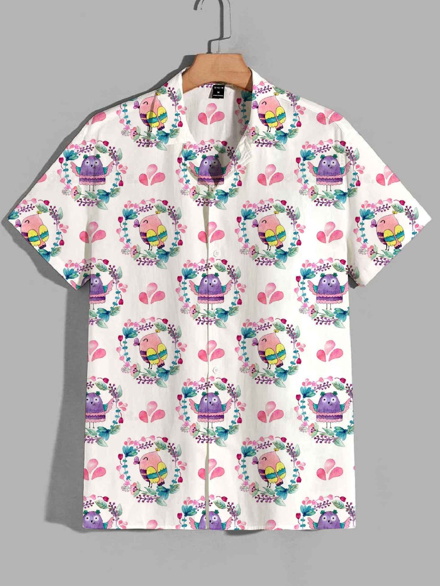 Printed Cuban Collar Shirt For Men #30