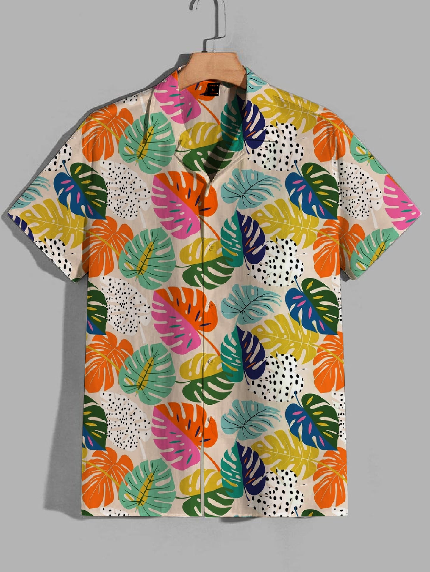 Printed Cuban Collar Shirt For Men #32