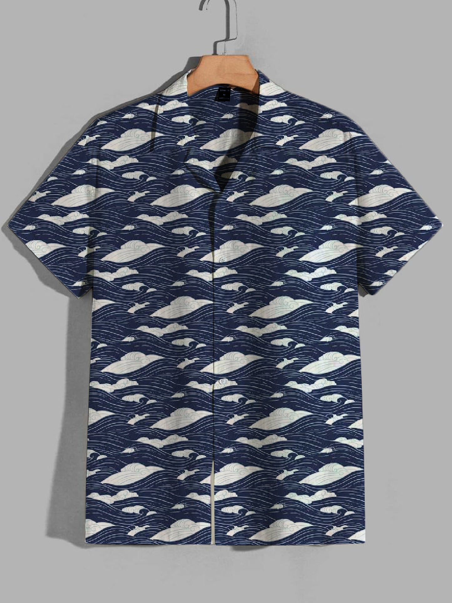 Printed Cuban Collar Shirt For Men #22