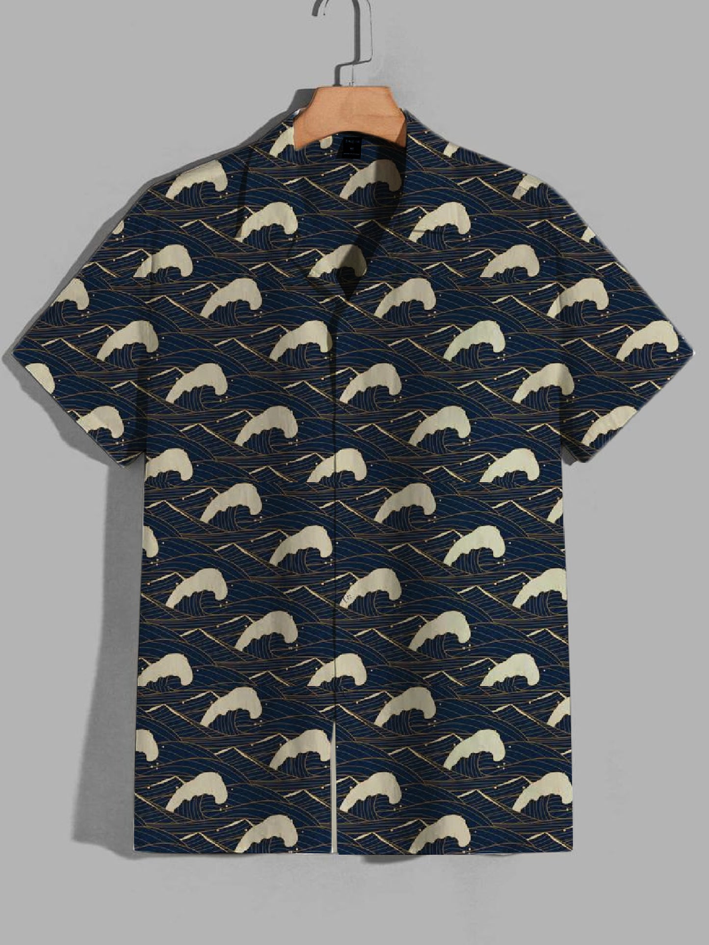 Printed Cuban Collar Shirt For Men #19