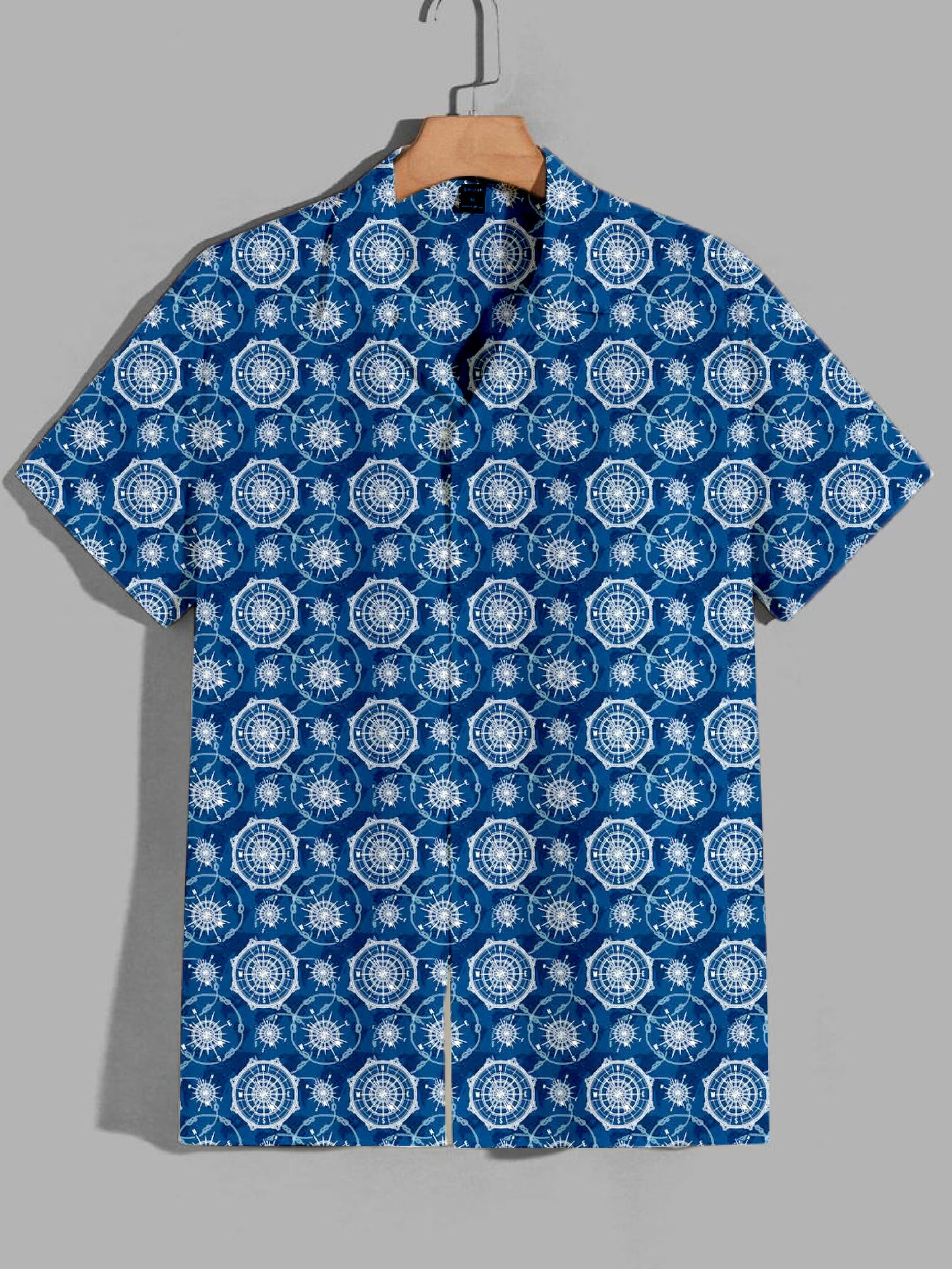 Printed Cuban Collar Shirt For Men #29