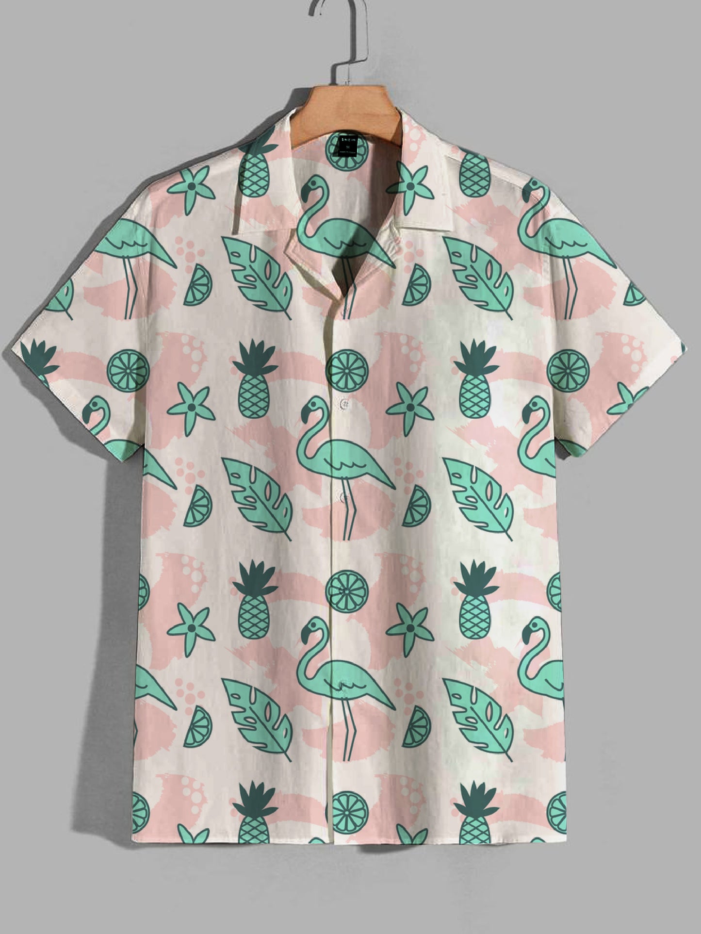 Printed Cuban Collar Shirt For Men#25