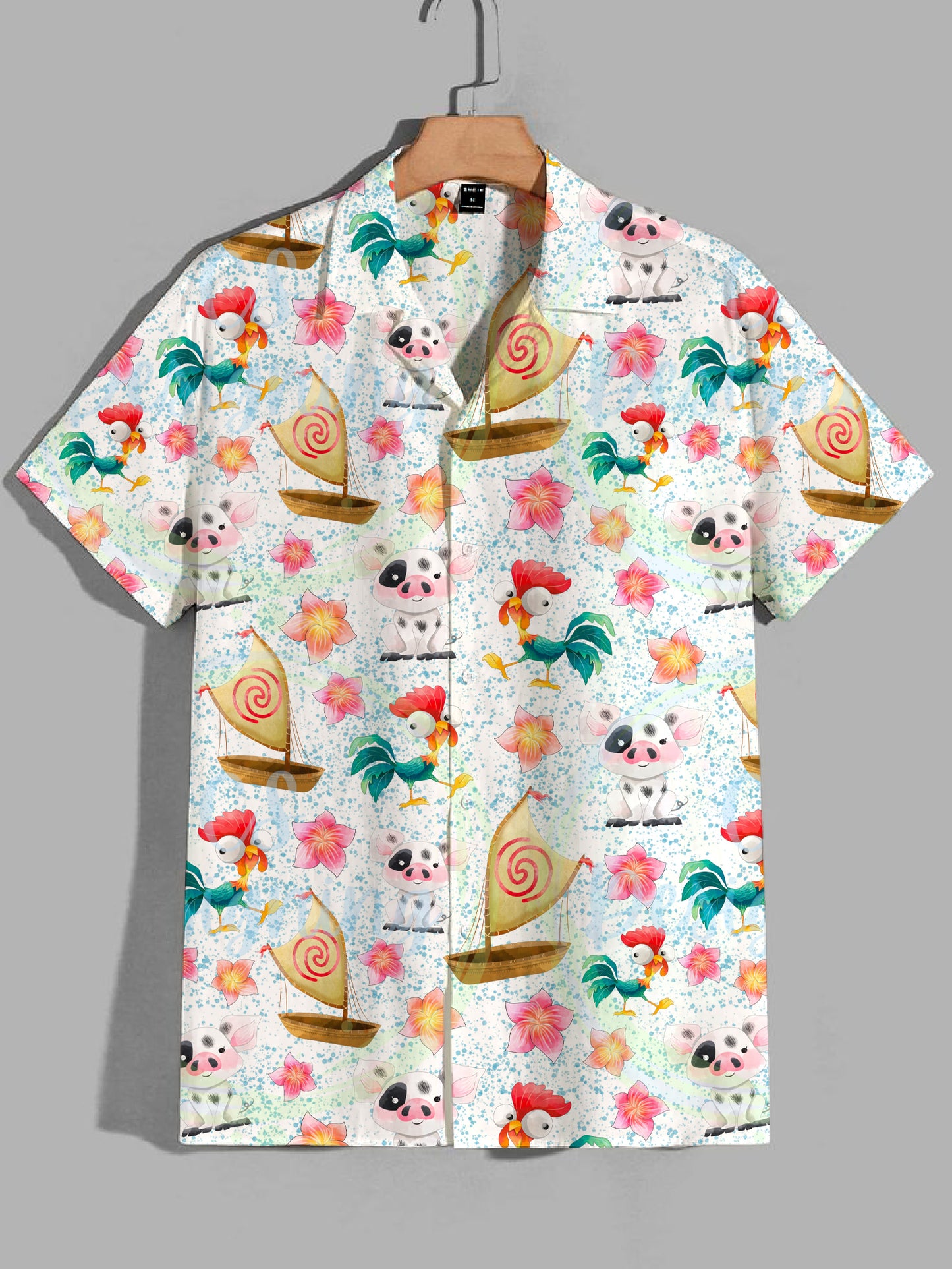Printed Cuban Collar Shirt For Men #26