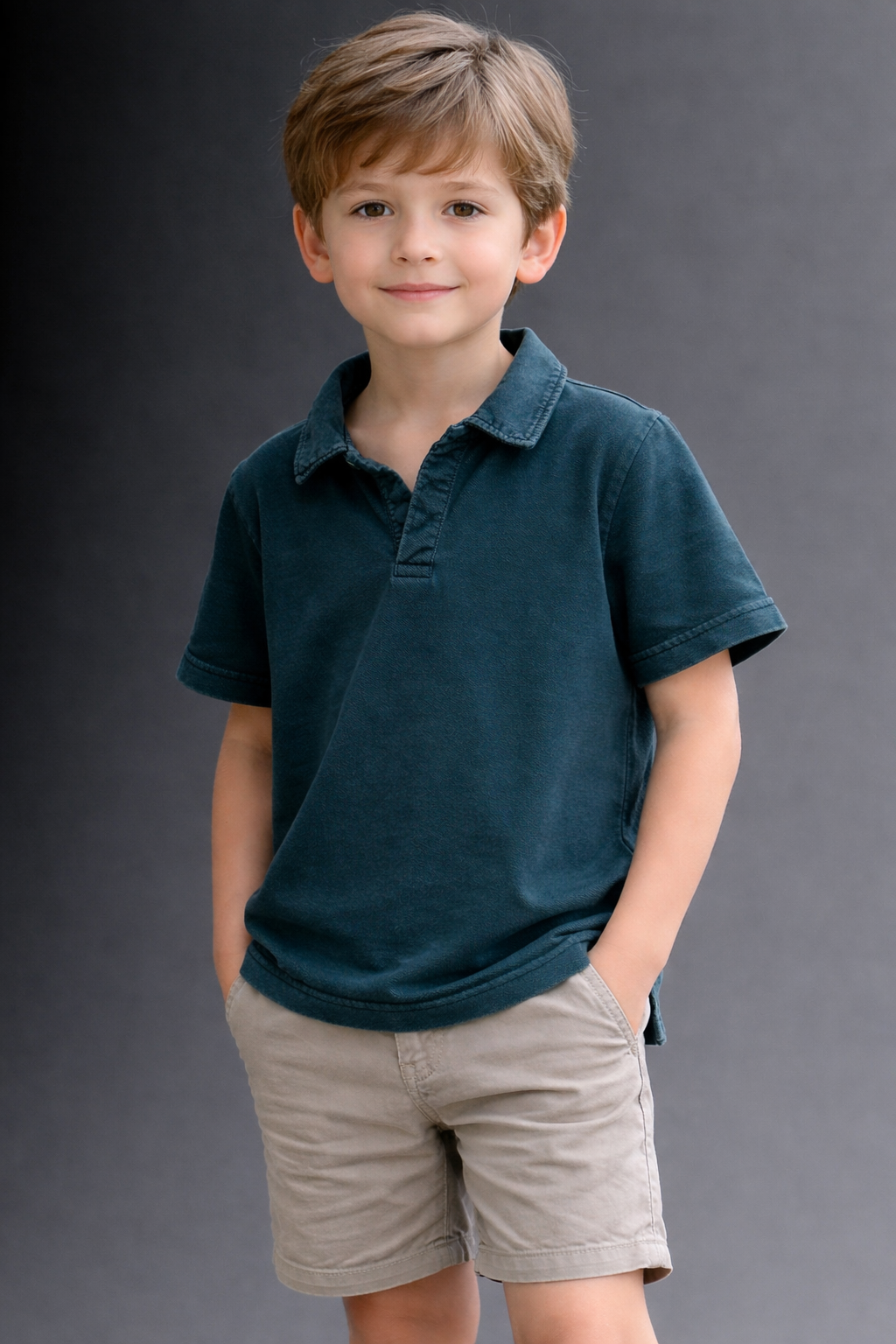 Acid-Wash Double-Dyed Cotton Polo Collar T-shirt#2