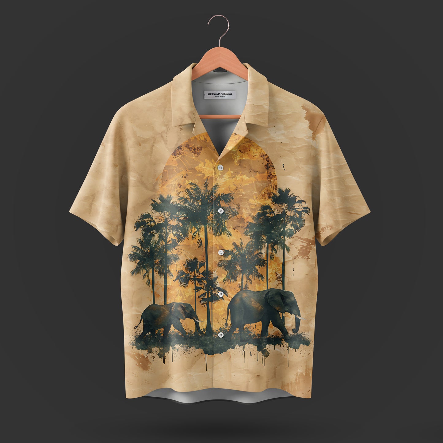 Printed Cuban Collar Shirt For Men #39