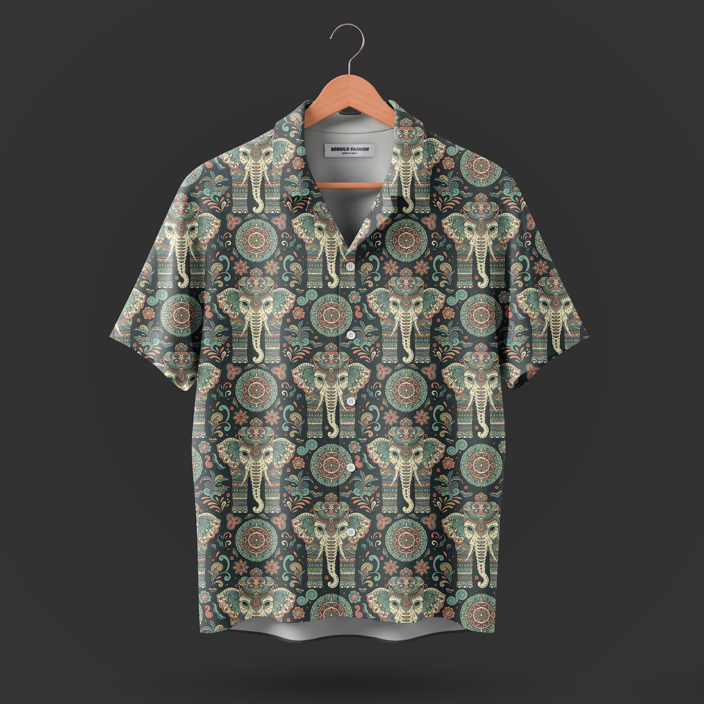 Printed Cuban Collar Shirt For Men #41
