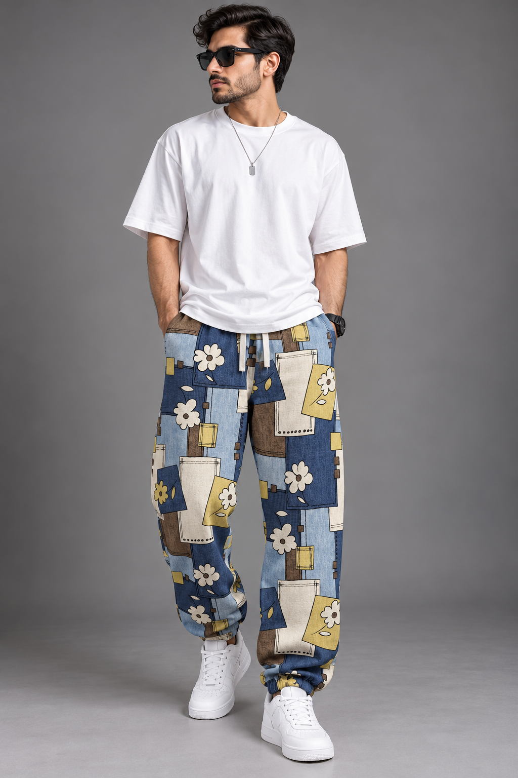 Men’s Loose Fit Print Joggers#15