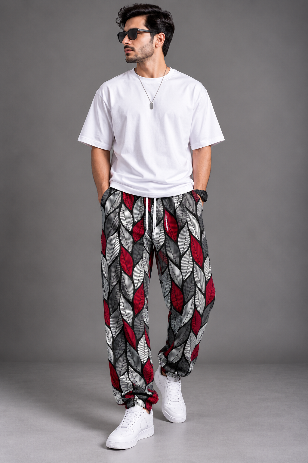 Men’s Loose Fit Print Joggers#13