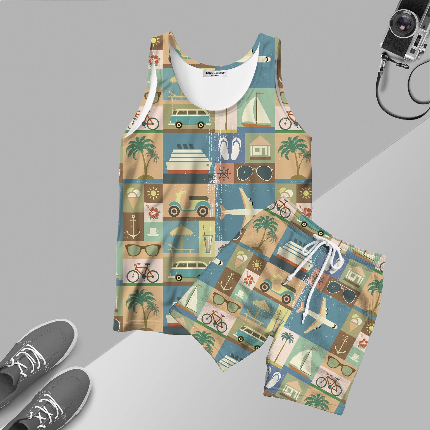 Summer Design Co-ord Set printed sando with shorts #310