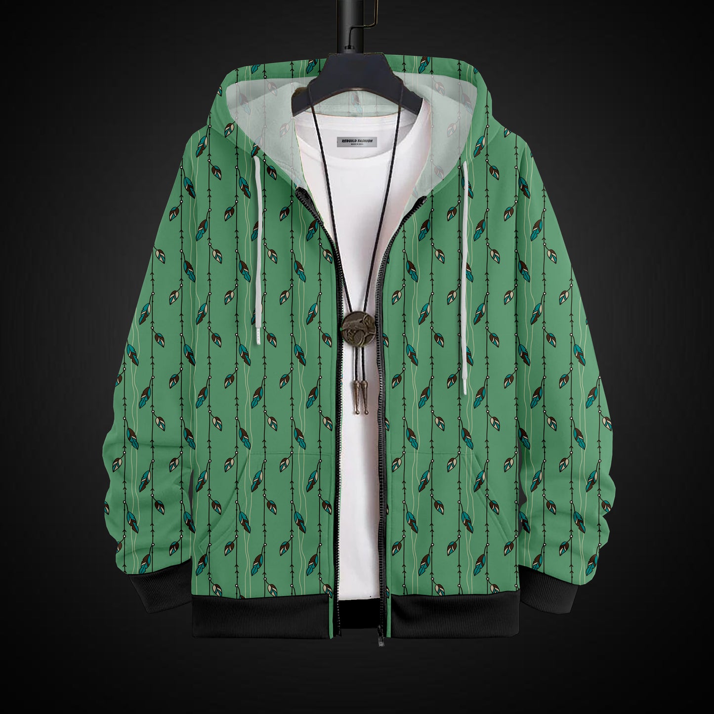 Printed Hoodie With Zip #52