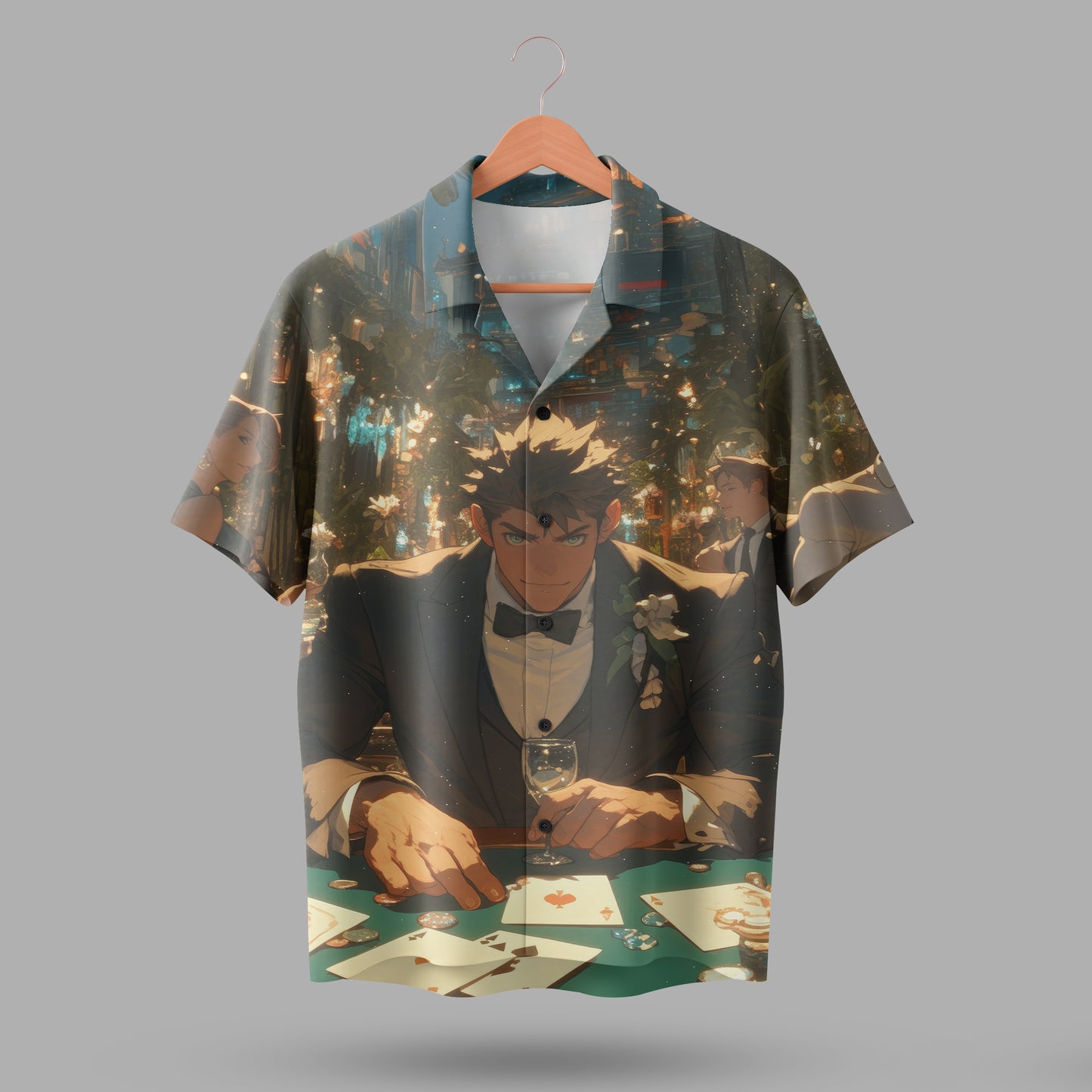 Royal Casino Night Shirt For Men #1004 (Dark Olive Green / Blackish Green)