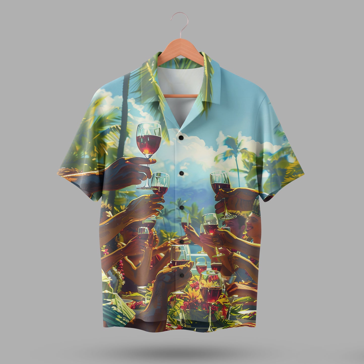 Summer vacation shirt For Men #1006 (Sky blue tropical shirt)