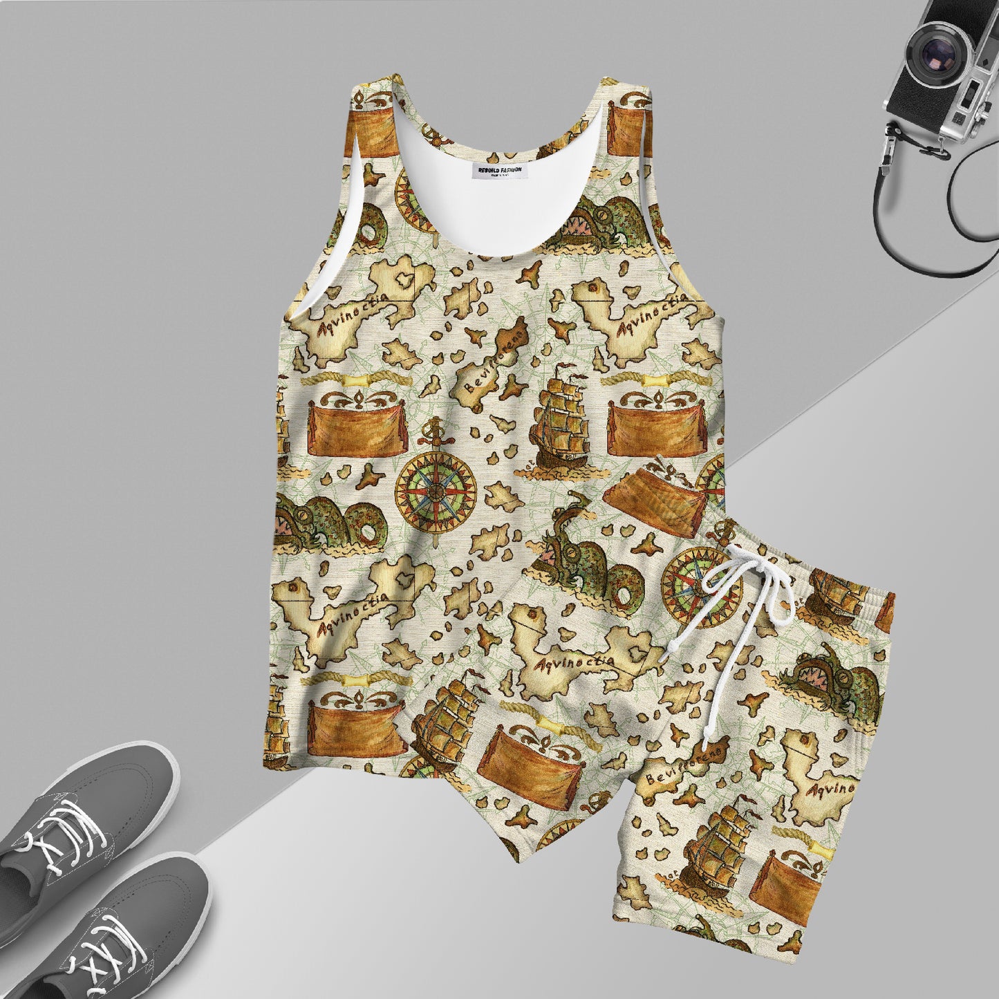 Nautical Pattern Co-ord Set printed sando with shorts #306