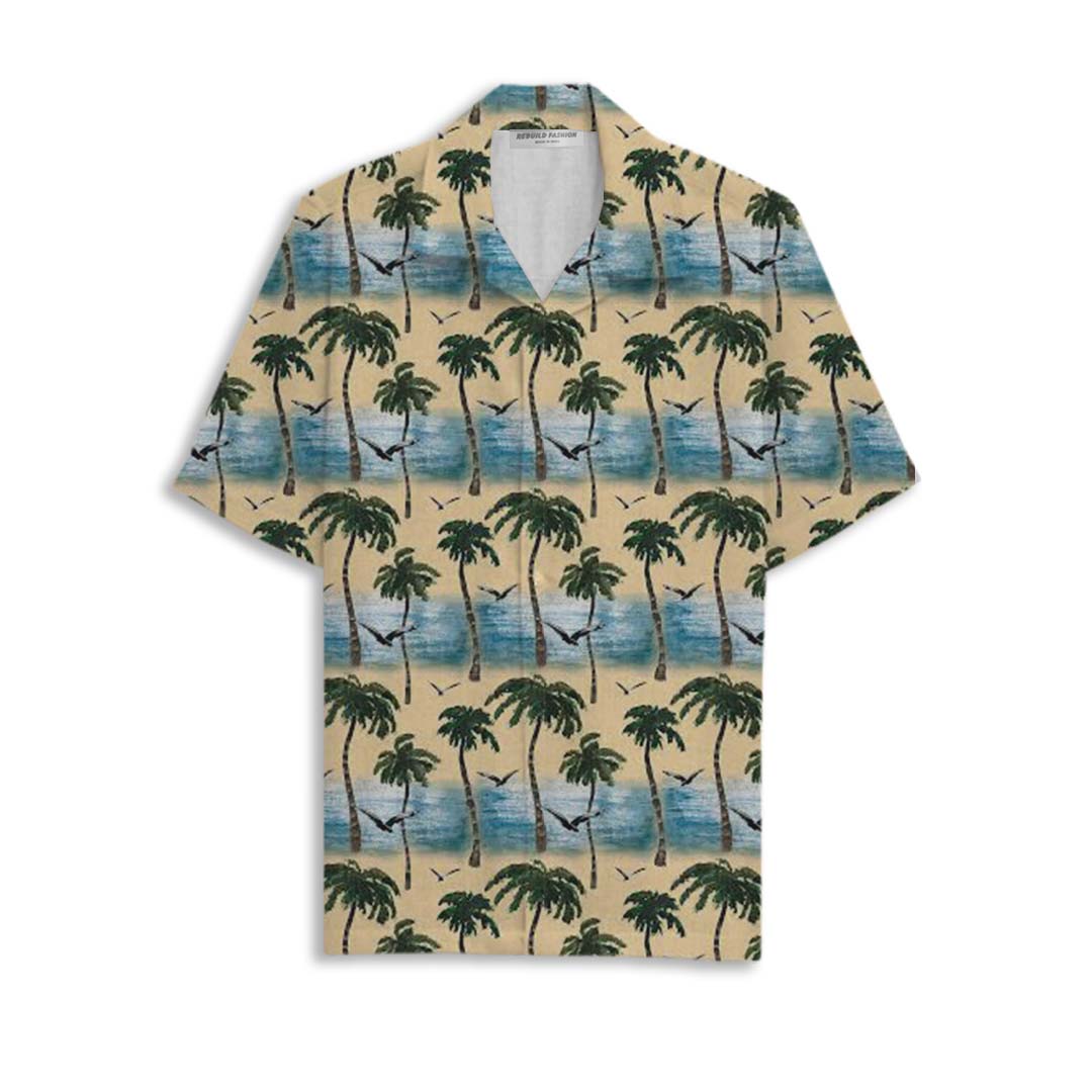 Printed Cuban Collar Shirt For Men #35