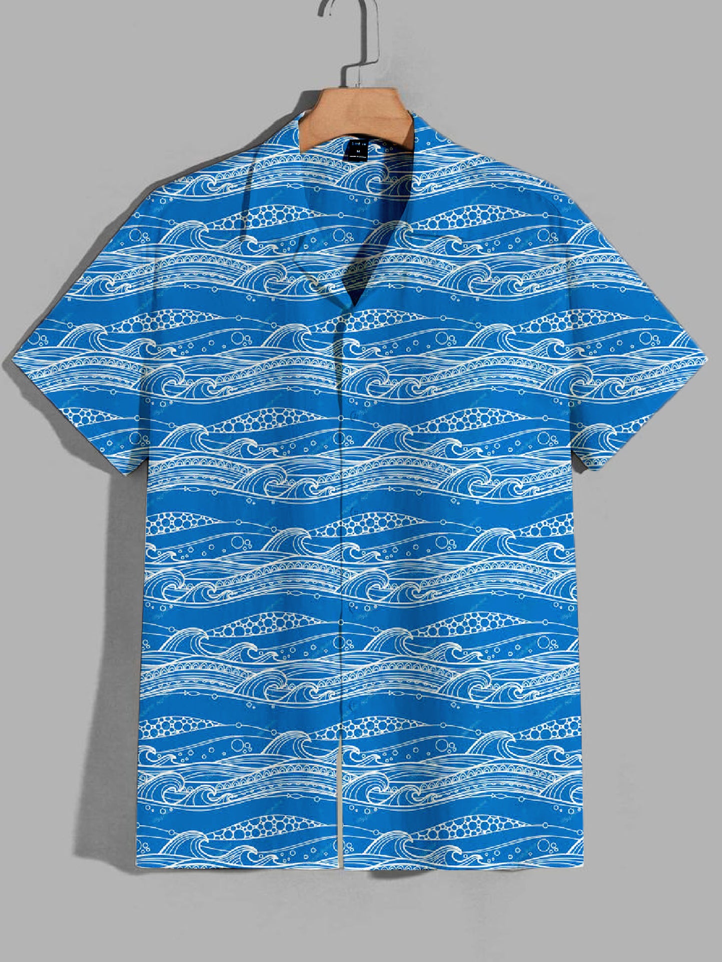Printed Cuban Collar Shirt For Men #31