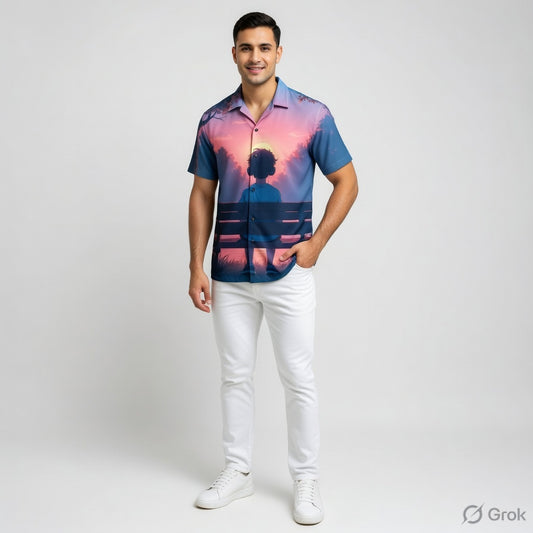 Anime aesthetic shirt for men #1008  Gradient tones – Pink, Purple, and Blue (sunset vibe)