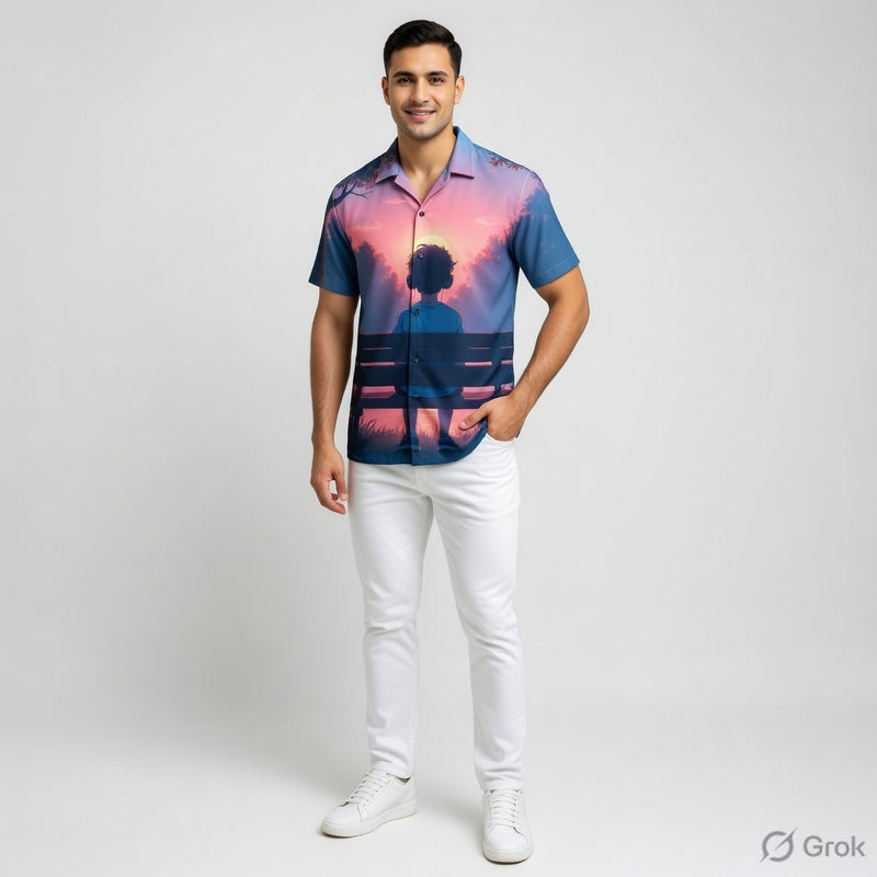 Anime aesthetic shirt for men #1008  Gradient tones – Pink, Purple, and Blue (sunset vibe)