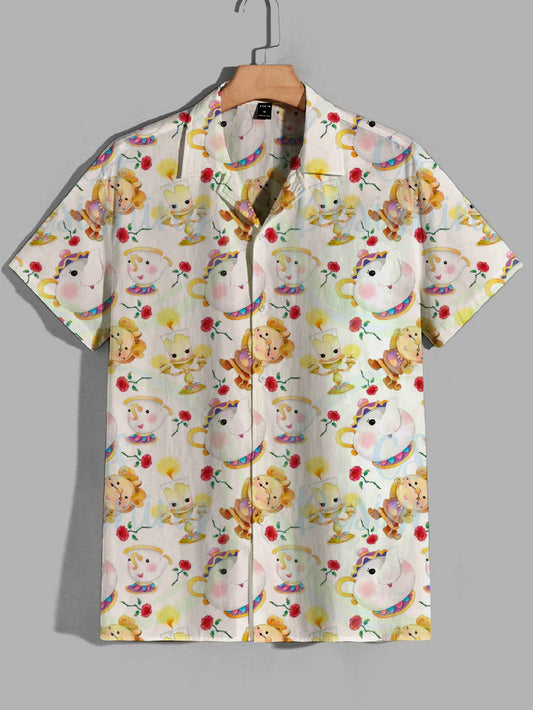 Printed Cuban Collar Shirt For Men #24