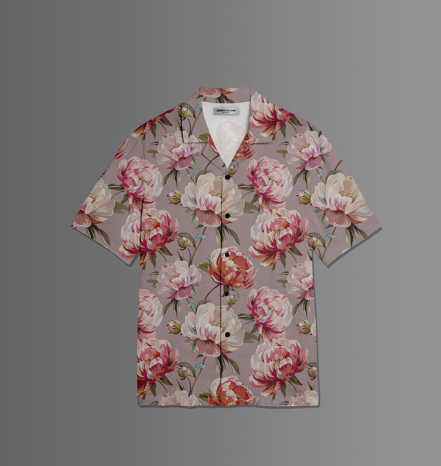 Peony Printed Shirt For Men #62