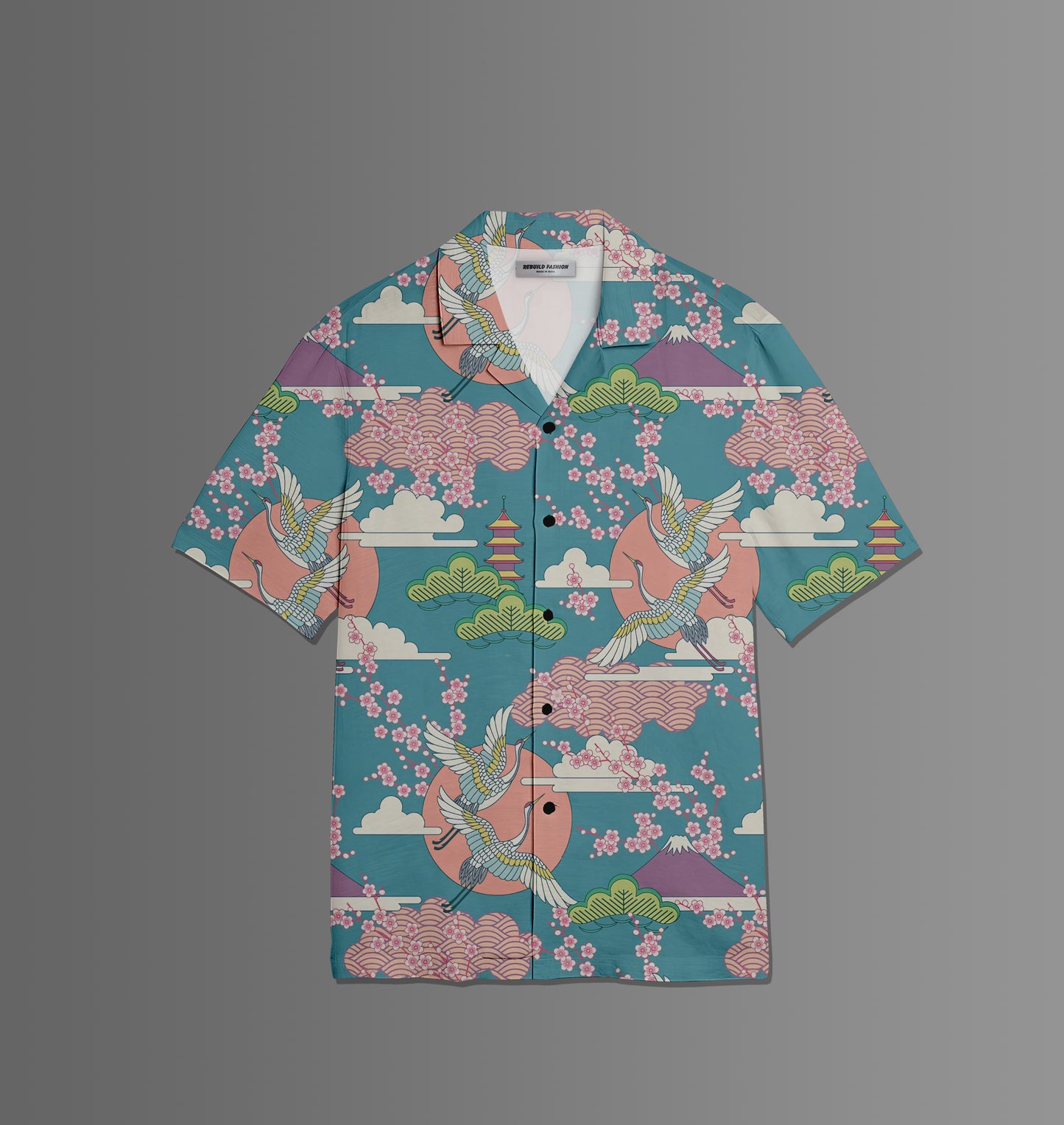 Oriental Birds Printed Shirt For Men #60