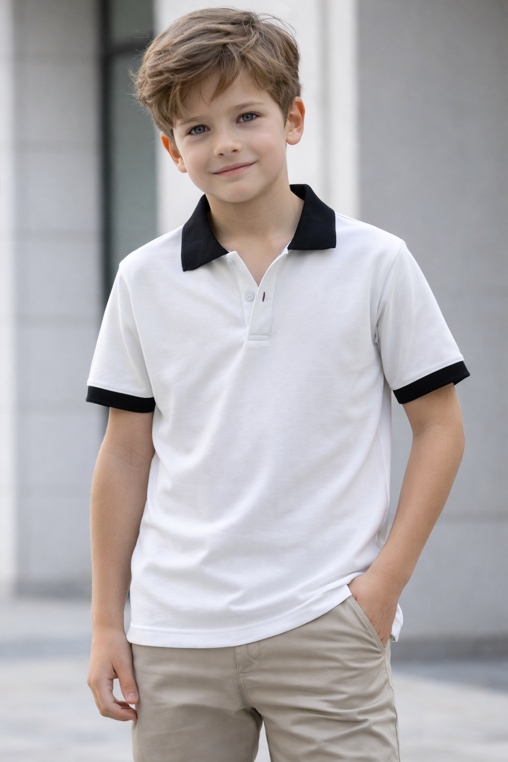 Kids Cotton Polo Collar T-shirt#3