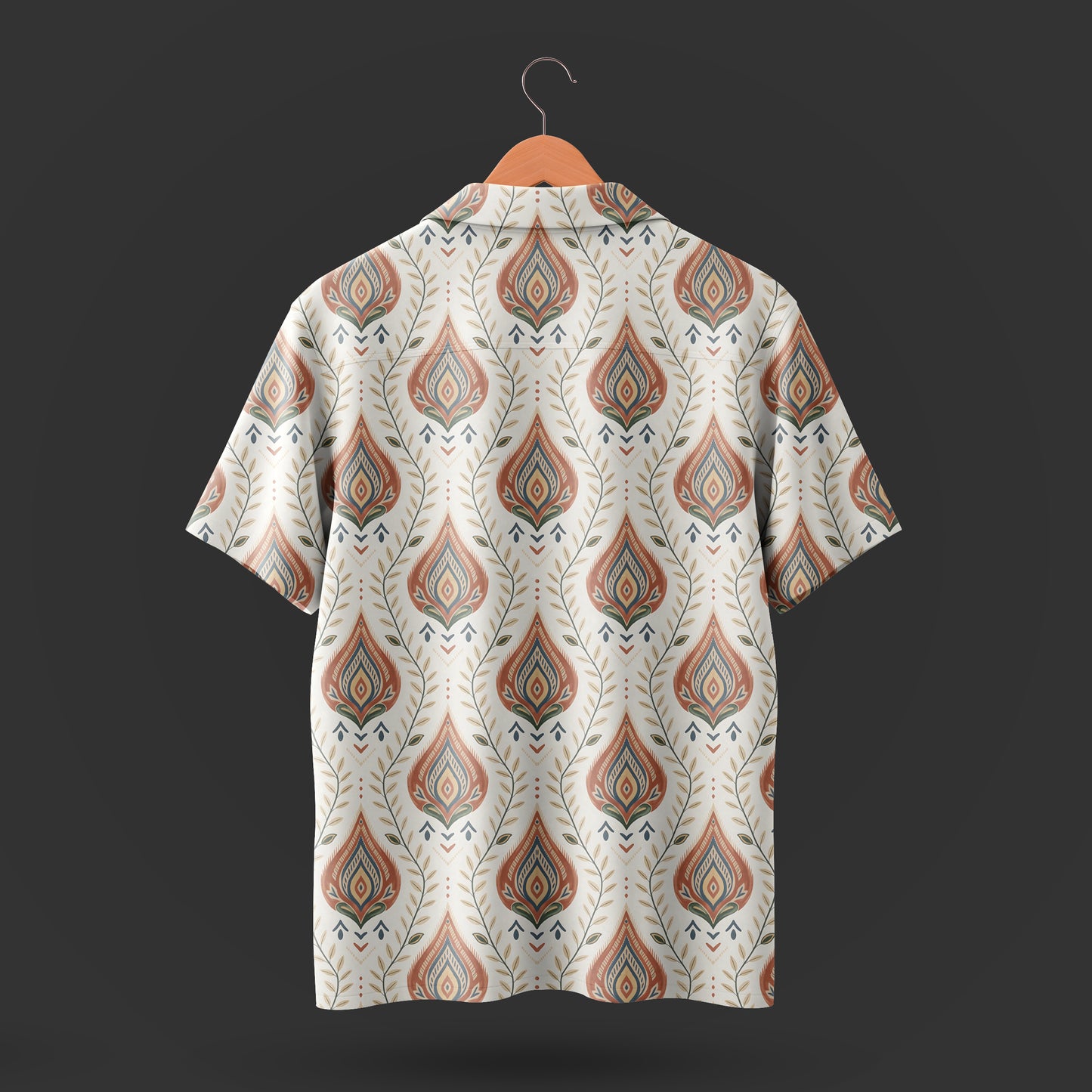 Printed Cuban Collar Shirt For Men #47