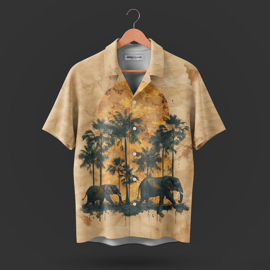 Printed Cuban Collar Shirt For Men #39