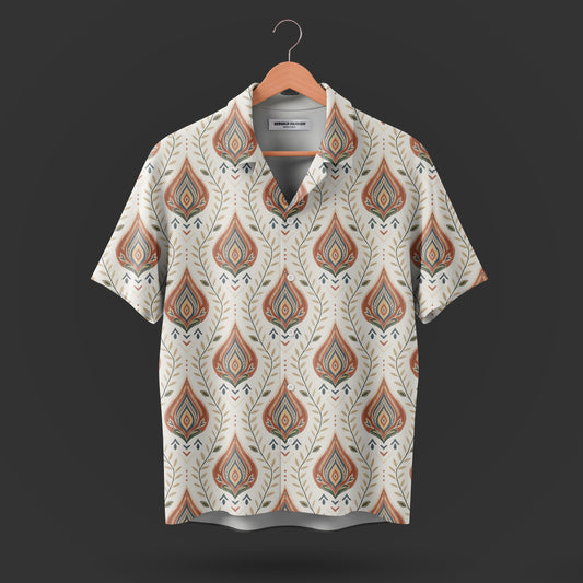 Printed Cuban Collar Shirt For Men #47