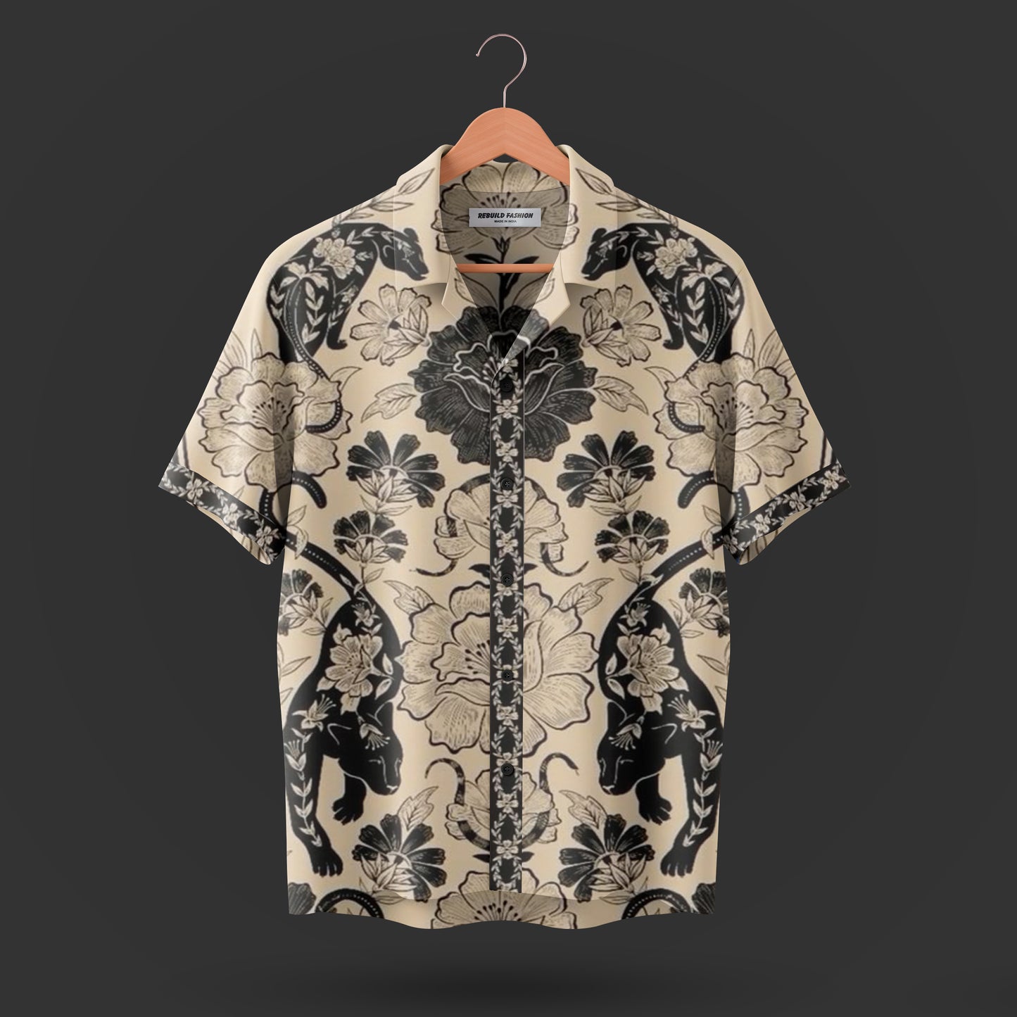 Printed Cuban Collar Shirt For Men #49