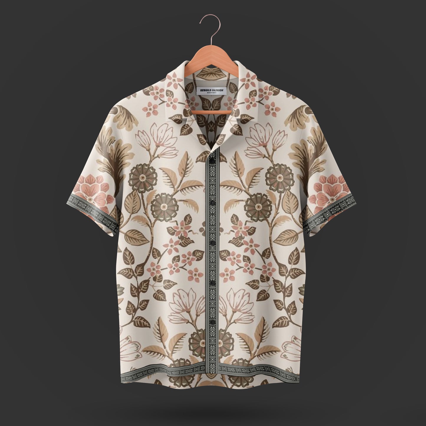 Printed Cuban Collar Shirt For Men #52