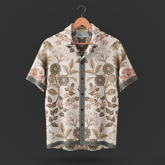 Printed Cuban Collar Shirt For Men #52