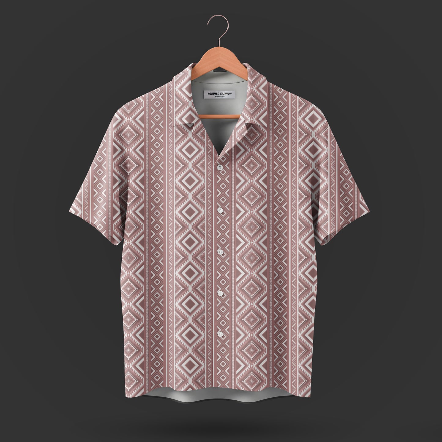 Printed Cuban Collar Shirt For Men #48