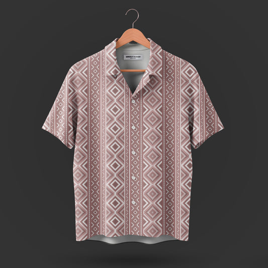 Printed Cuban Collar Shirt For Men #48