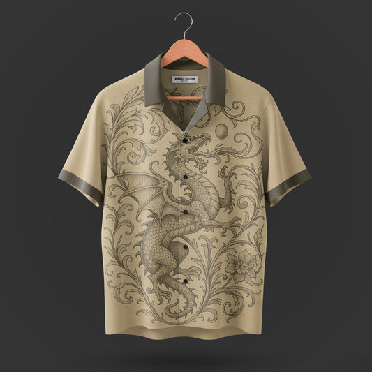 Printed Cuban Collar Shirt For Men #50