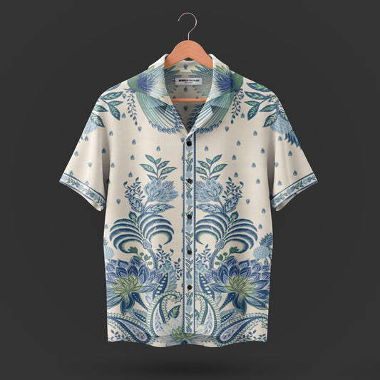 Printed Cuban Collar Shirt For Men #51