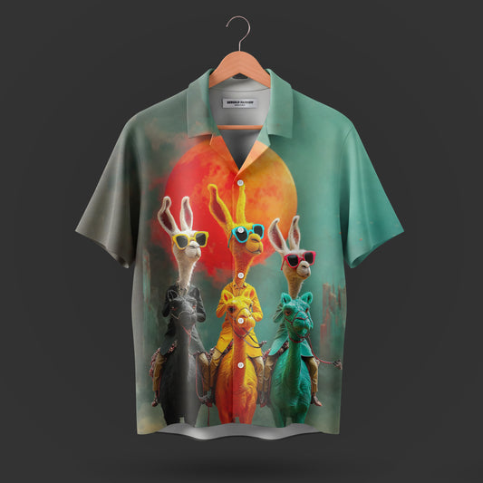 Printed Cuban Collar Shirt For Men #40