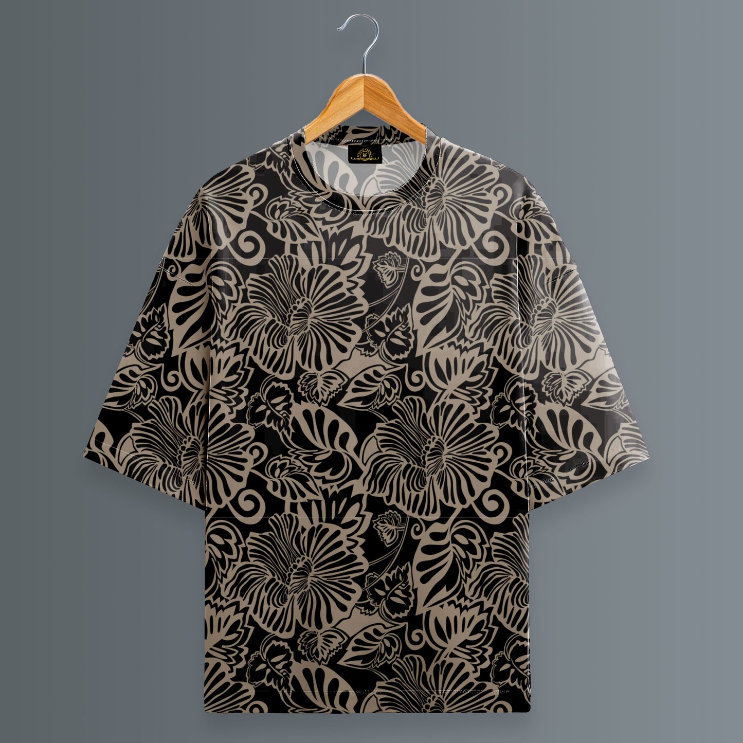 Beige Floral  Printed Oversized T-shirt #17