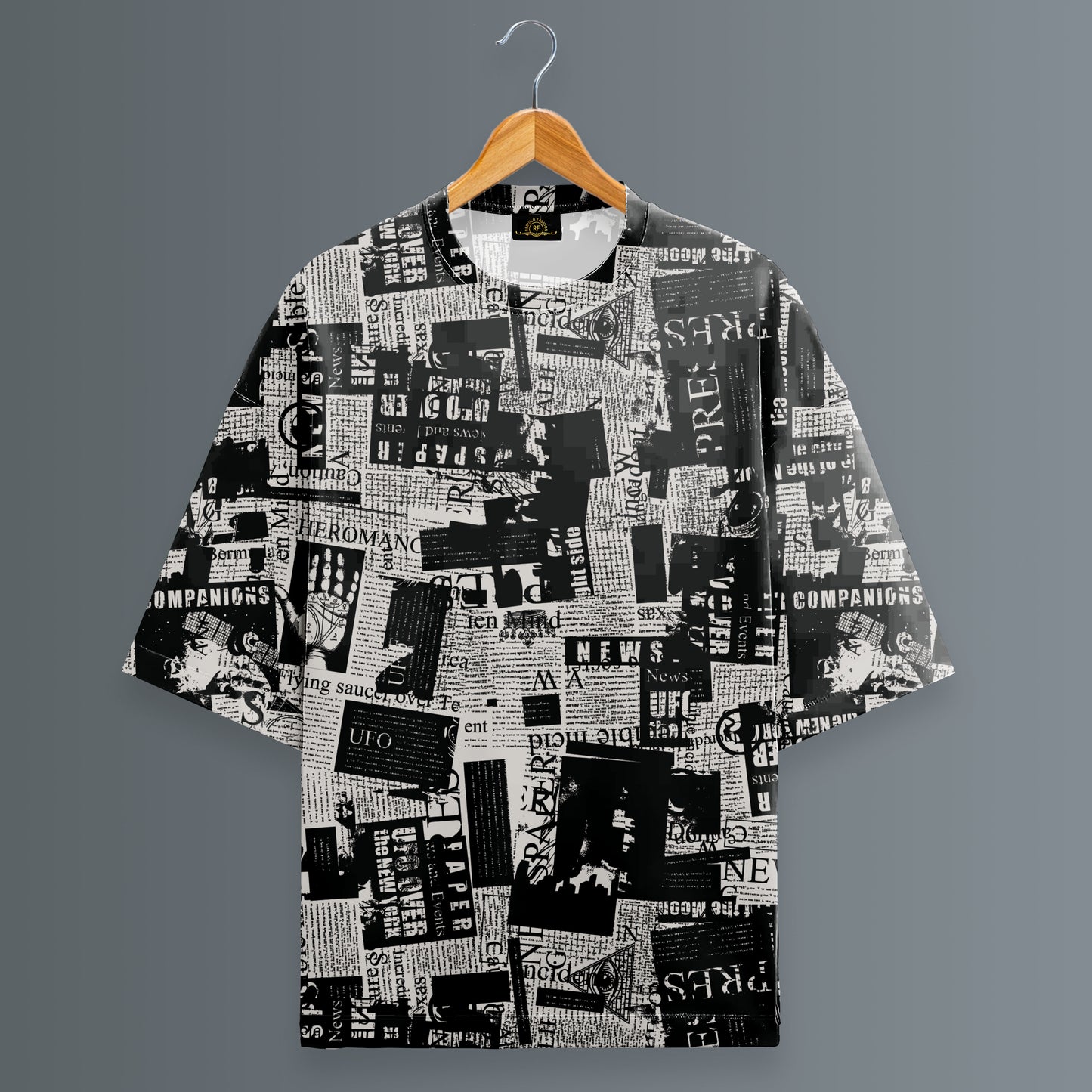 News paper Printed Oversized T-shirt #27