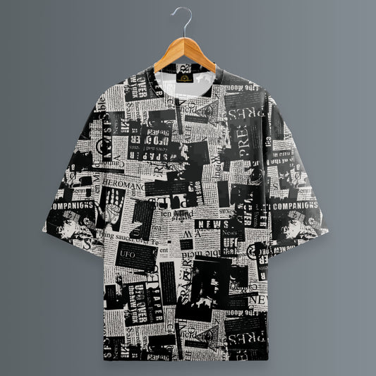 News paper Printed Oversized T-shirt #27