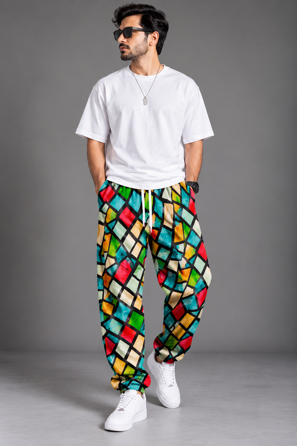 Men’s Loose Fit Print Joggers#11