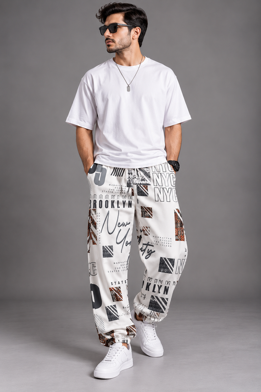 Men’s Loose Fit Print Joggers#14