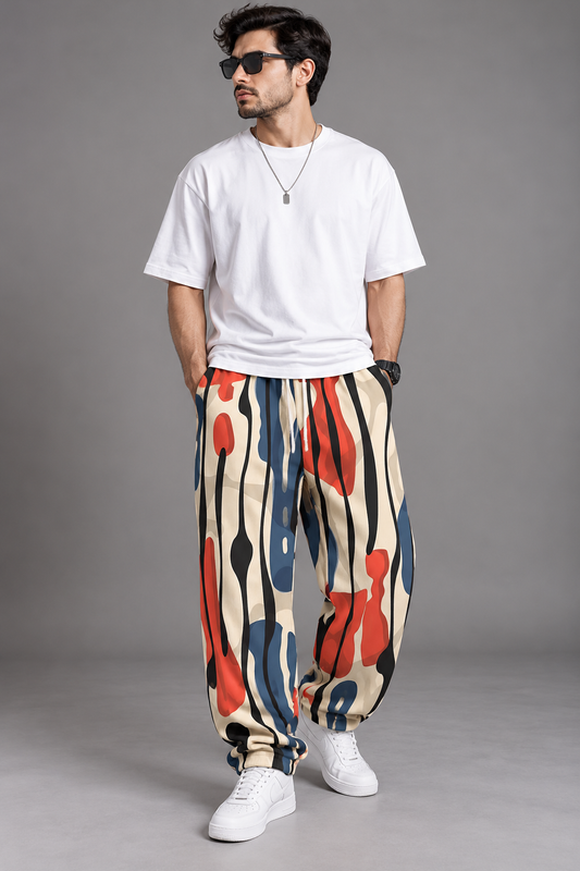 Men’s Loose Fit Print Joggers#16