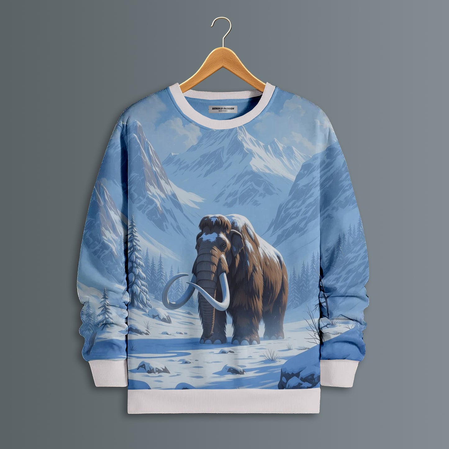 Arctic Mammoth Graphic Print Sweatshirt#55