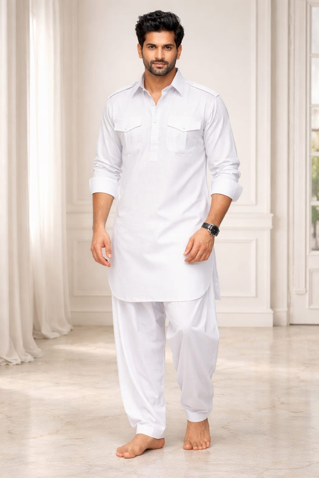 Classic Premium Pathani Kurta Set #51 (White)