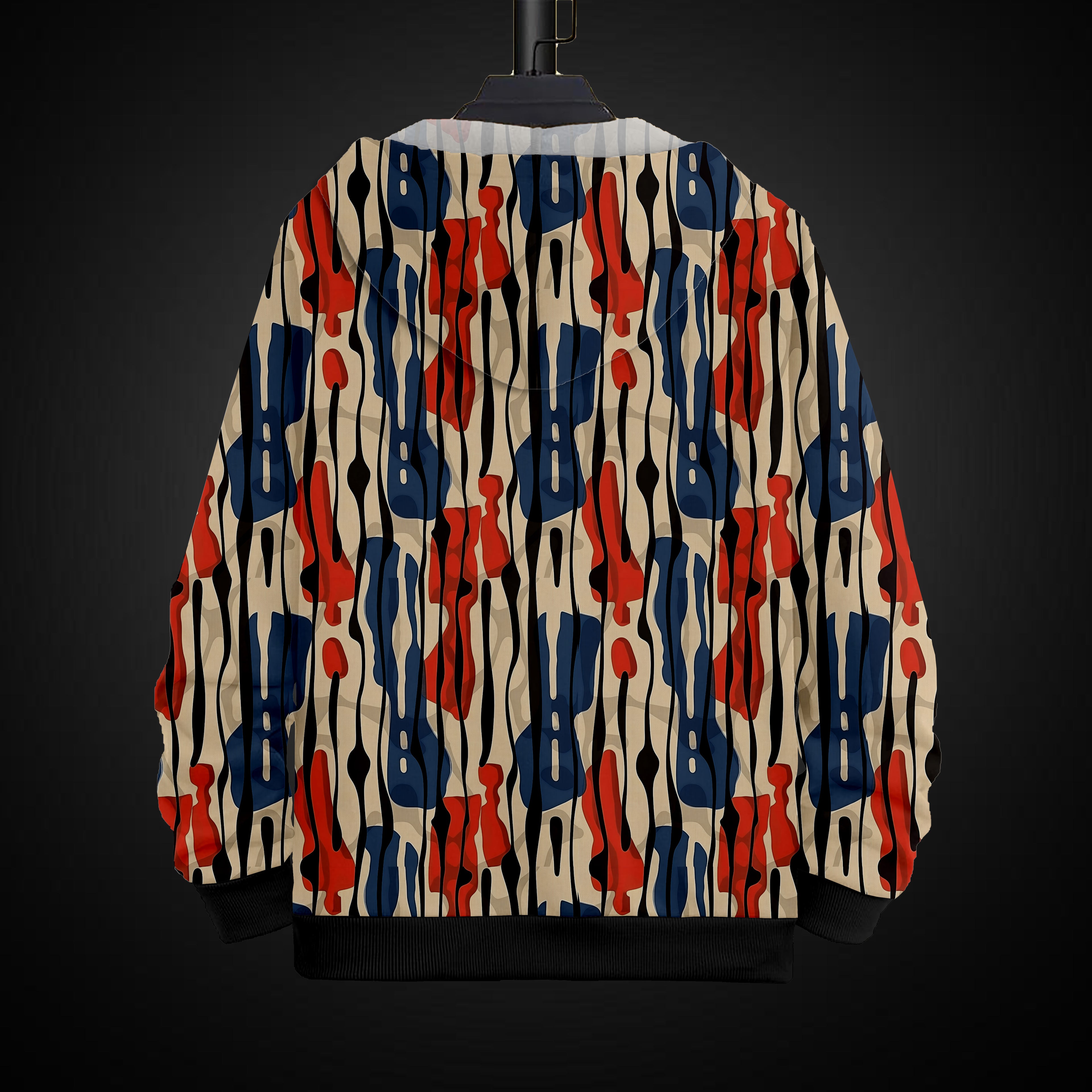 Abstract Print Hoodie With Zip #45