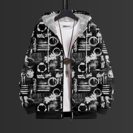 Dark Signals Printed Hoodie With Zip #87