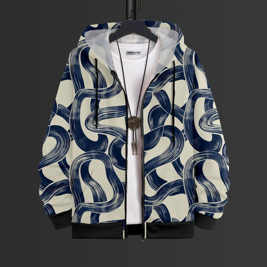 Fluid Lines Printed Hoodie With Zip #86