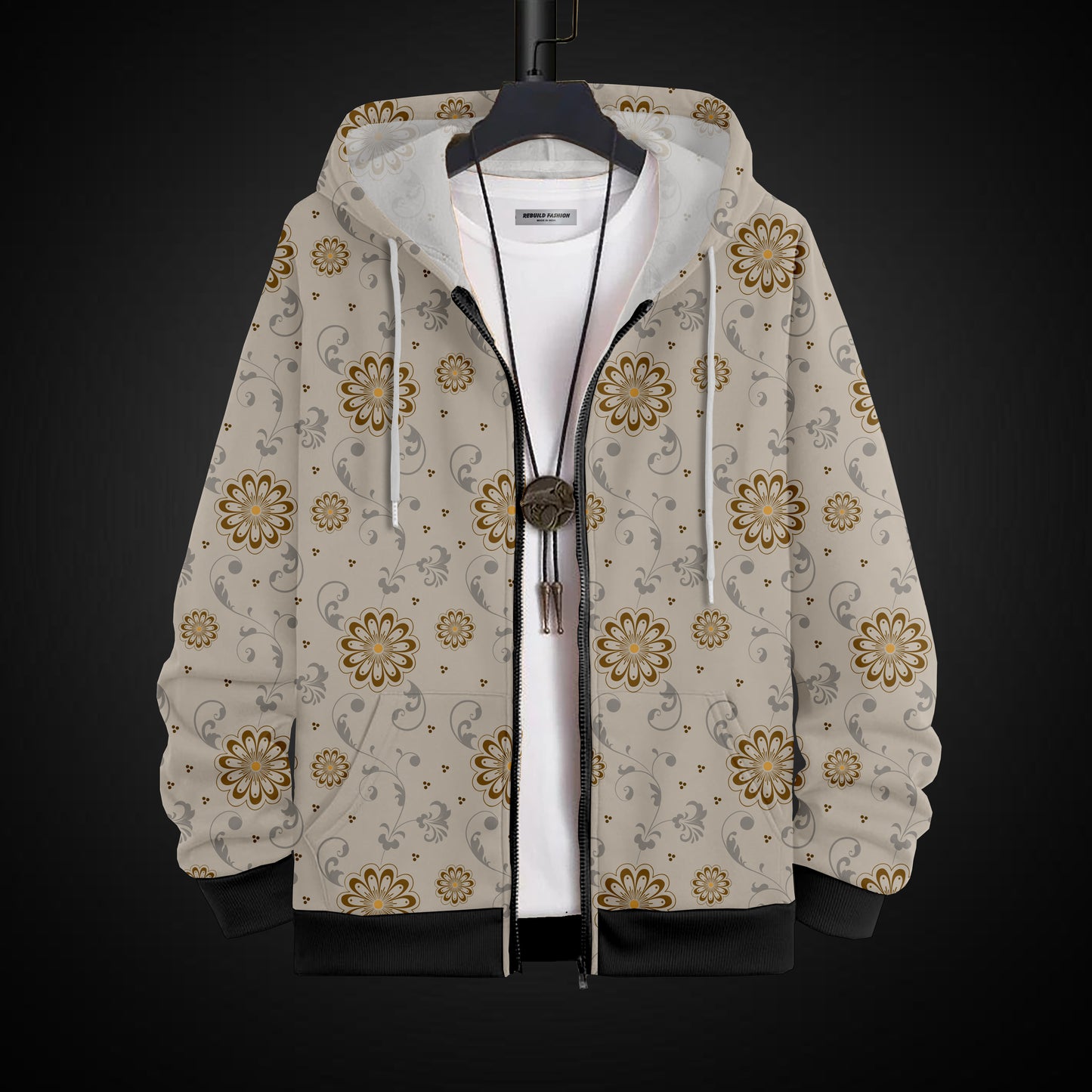 Printed Hoodie With Zip #53