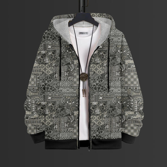 Heritage Grid Printed Hoodie With Zip #89