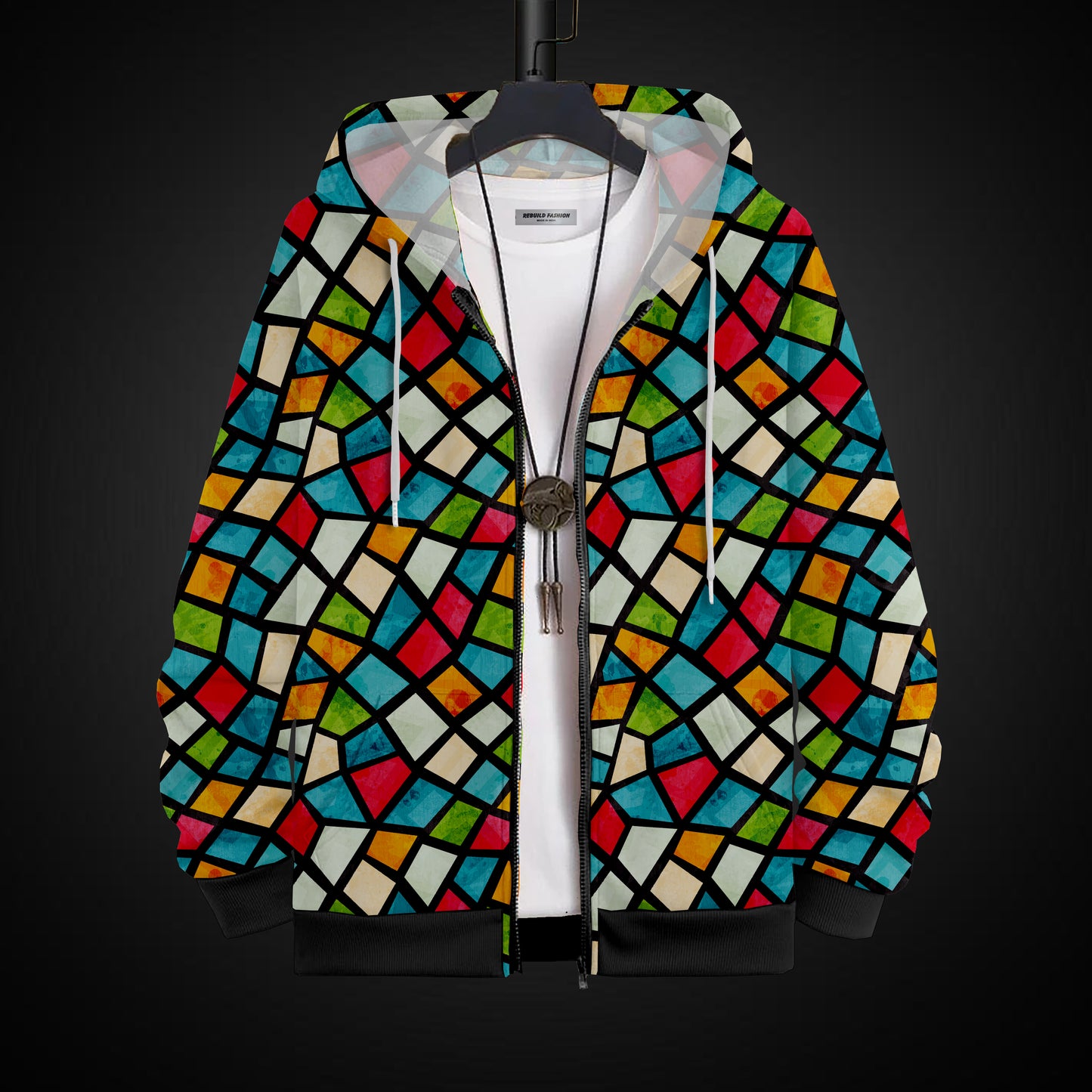 Printed Hoodie With Zip #50